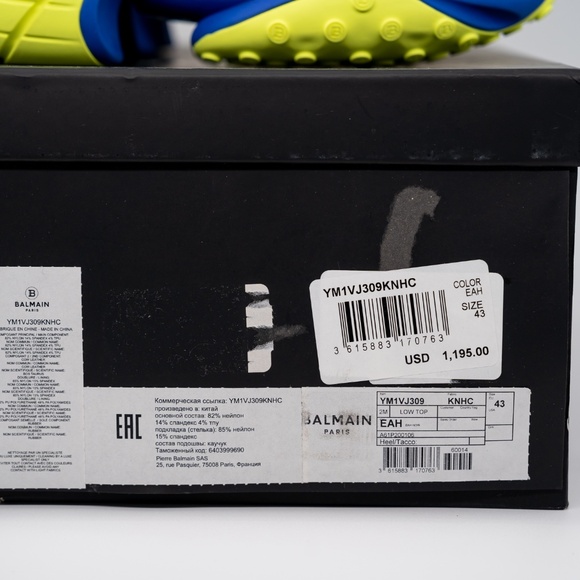 size 43/ US 10 - Balmain Unicorn Black Multicolor Yellow Blue Sneakers Neoprene - Picture 13 of 13